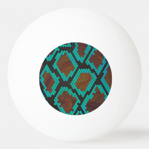 Snake Brown en Blauwgroen Print Pingpongbal