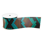 Snake Brown en Blauwgroen Print Satijnen Lint (Spoel)