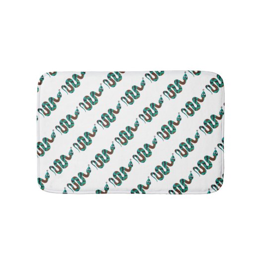 Snake Brown en Blauwgroen Print Silhouette Badmat (Voorkant)