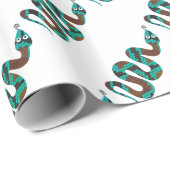 Snake Brown en Blauwgroen Print Silhouette Cadeaupapier (Rol Hoek)