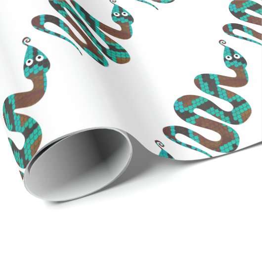 Snake Brown en Blauwgroen Print Silhouette Cadeaupapier (Rol Hoek)