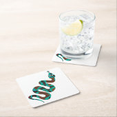 Snake Brown en Blauwgroen Print Silhouette Kartonnen Onderzetters (Insitu)