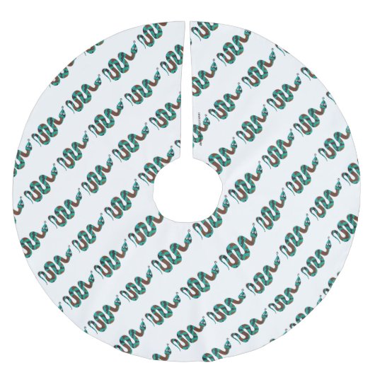 Snake Brown en Blauwgroen Print Silhouette Kerstboom Rok (Voorkant)