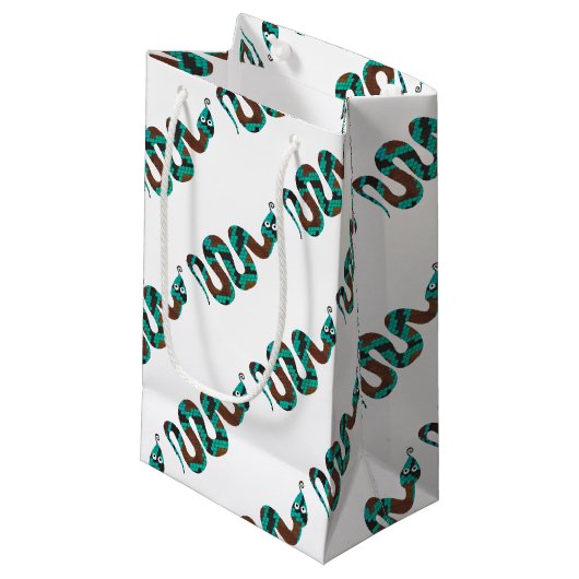 Snake Brown en Blauwgroen Print Silhouette Klein Cadeauzakje (Voorkant Gekanteld)