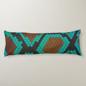 Snake Brown en Blauwgroen Print Silhouette Lichaamskussen (Achterkant)