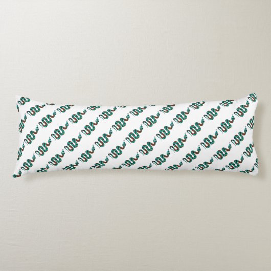 Snake Brown en Blauwgroen Print Silhouette Lichaamskussen (Voorkant)