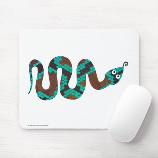 Snake Brown en Blauwgroen Print Silhouette Muismat (Met muis)