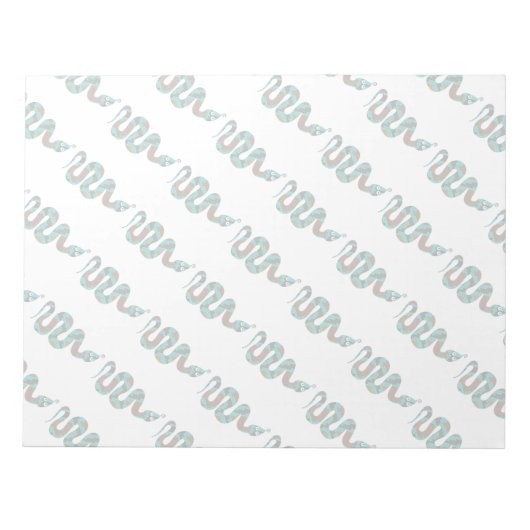 Snake Brown en Blauwgroen Print Silhouette Notitieblok (Voorkant)