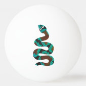 Snake Brown en Blauwgroen Print Silhouette Pingpongbal (Voorkant)