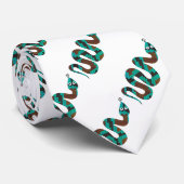 Snake Brown en Blauwgroen Print Silhouette Stropdas (Opgerold)