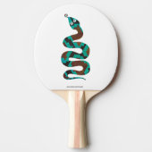 Snake Brown en Blauwgroen Print Silhouette Tafeltennisbatje (Voorkant)