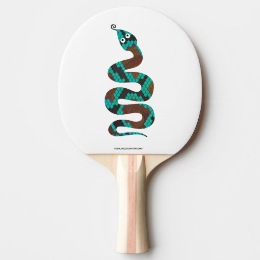 Snake Brown en Blauwgroen Print Silhouette Tafeltennisbatje (Voorkant)