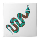 Snake Brown en Blauwgroen Print Silhouette Tegeltje (Voorkant)