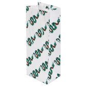 Snake Brown en Blauwgroen Print Silhouette Wijn Cadeautas (Achterkant Gekanteld)