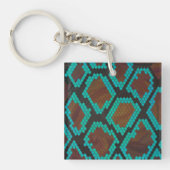 Snake Brown en Blauwgroen Print Sleutelhanger (Voorkant)