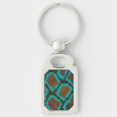 Snake Brown en Blauwgroen Print Sleutelhanger (Voorkant)