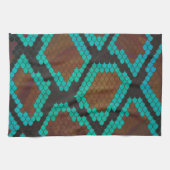 Snake Brown en Blauwgroen Print Theedoek (Horizontaal)