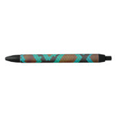 Snake Brown en Blauwgroen Print Zwarte Inkt Pen (Voorkant)