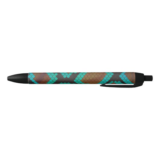 Snake Brown en Blauwgroen Print Zwarte Inkt Pen (Bodem)