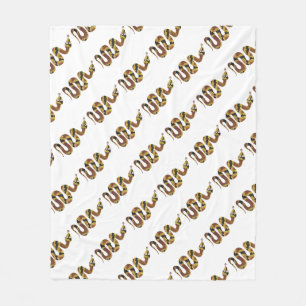 Snake Brown en Gold Silhouette Fleece Deken