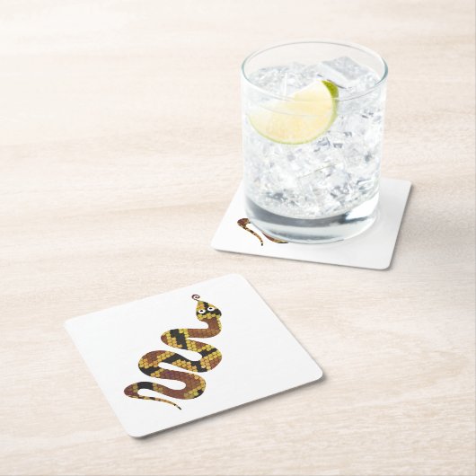 Snake Brown en Gold Silhouette Kartonnen Onderzetters (Insitu)