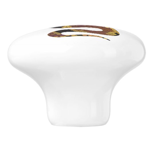 Snake Brown en Gold Silhouette Keramische Knop (Zijkant)
