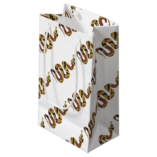 Snake Brown en Gold Silhouette Klein Cadeauzakje (Voorkant Gekanteld)