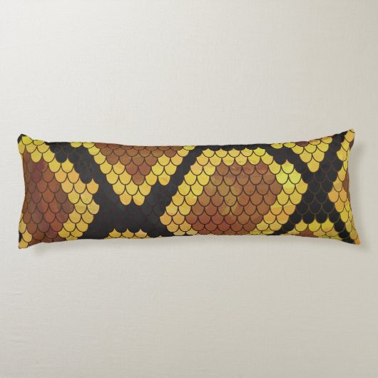 Snake Brown en Gold Silhouette Lichaamskussen (Achterkant)