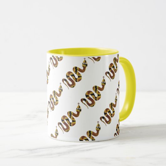 Snake Brown en Gold Silhouette Mok (Voorkant rechts)