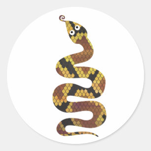 Snake Brown en Gold Silhouette Ronde Sticker