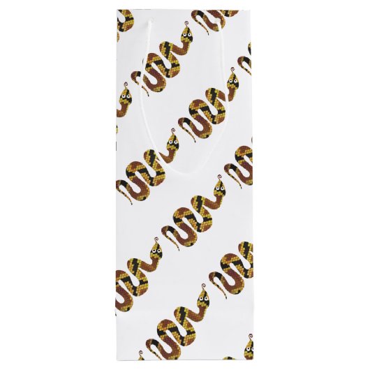 Snake Brown en Gold Silhouette Wijn Cadeautas (Achterkant)