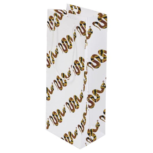 Snake Brown en Gold Silhouette Wijn Cadeautas (Voorkant Gekanteld)