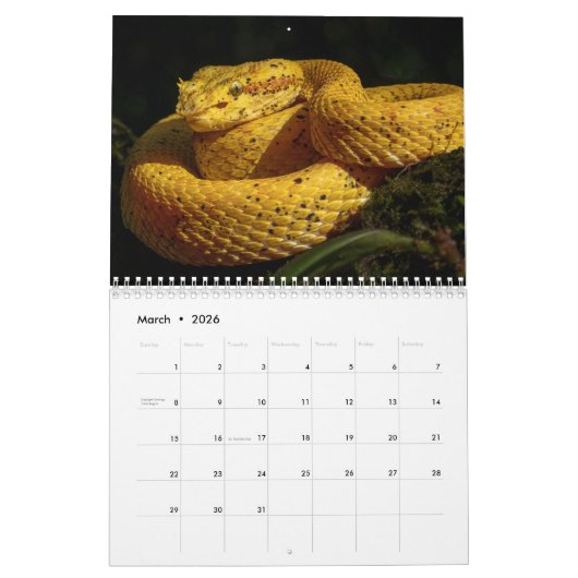 Snake Calendar 2026 Kalender (Mar 2026)