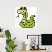 Snake cartoon cadeau dierlijk groen poster (Thuiskantoor)
