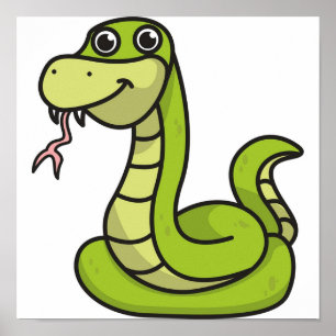 Snake cartoon cadeau dierlijk groen poster