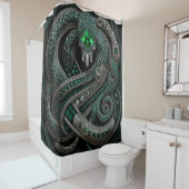 Snake Celtic Emerald May Birthstone Douchegordijn (In situ)