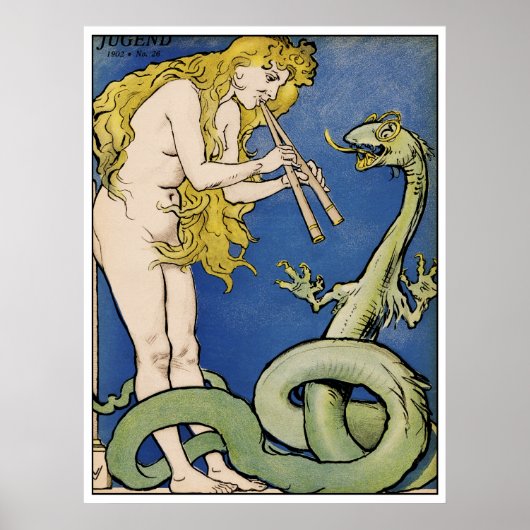 Snake Charmer - Art Nouveau  Art Poster (Voorkant)