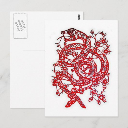 Snake-Chinese Zodiac Briefkaart (Voorkant / Achterkant)