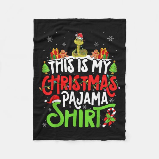 Snake Christmas Pajama Shirt Snake Lover  Fleece Deken (Voorkant)