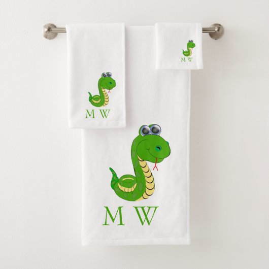 Snake Design Monogrammed Bad Handdoek (Insitu)