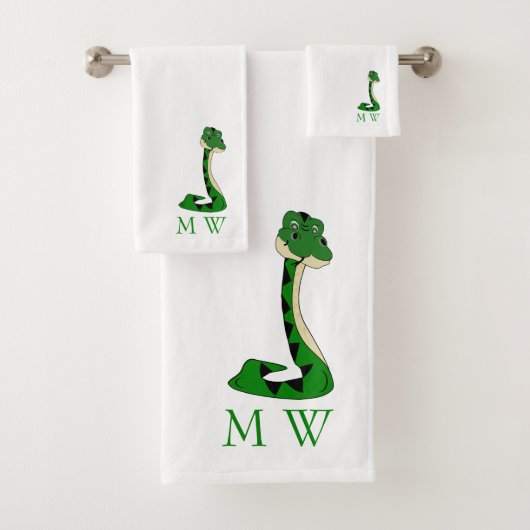 Snake Design Monogrammed Bad Handdoek (Insitu)