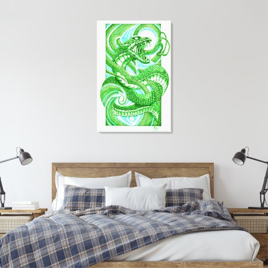 Snake Dotwork Hebi Canvas Afdruk (Insitu (Slaapkamer))