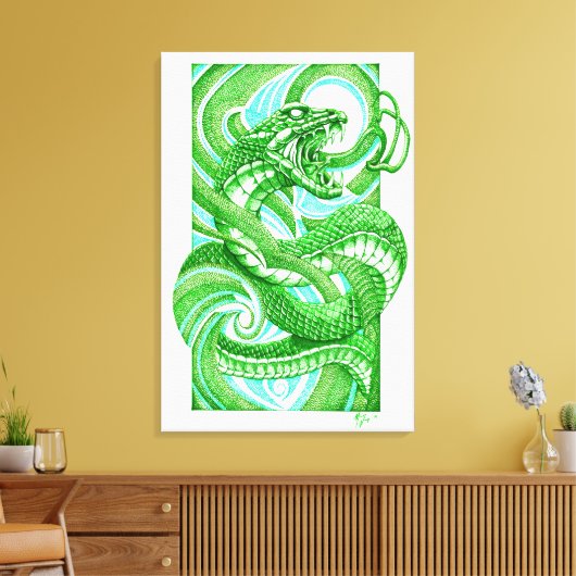 Snake Dotwork Hebi Canvas Afdruk (Insitu (Woonkamer))