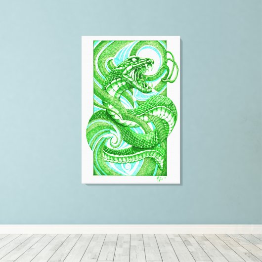 Snake Dotwork Hebi Canvas Afdruk (Insitu (Houten vloer))