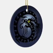 SNAKE DRAGON Black Blue Topaz Keramisch Ornament (Rechts)