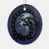 SNAKE DRAGON Black Blue Topaz Keramisch Ornament (Links)