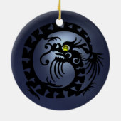 SNAKE DRAGON Black Blue Topaz Keramisch Ornament (Achterkant)