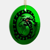 SNAKE DRAGON Black en Green Emerald Keramisch Ornament (Rechts)