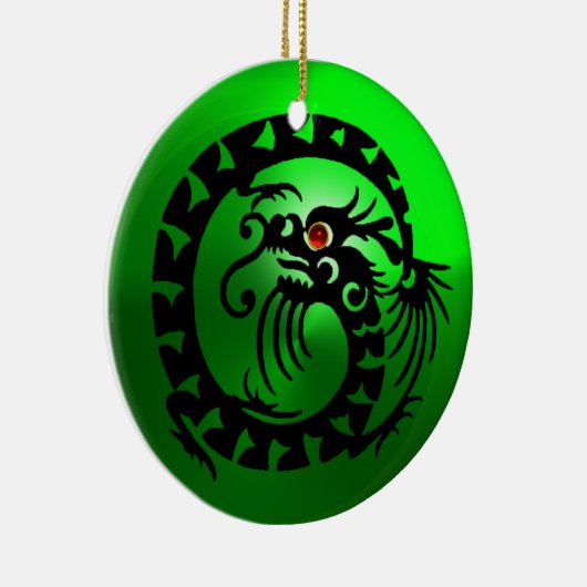 SNAKE DRAGON Black en Green Emerald Keramisch Ornament (Rechts)