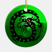 SNAKE DRAGON Black en Green Emerald Keramisch Ornament (Voorkant)